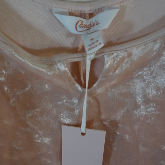 Candies Pink Velour Sleeveless Bodysuit - Picture 3 of 5